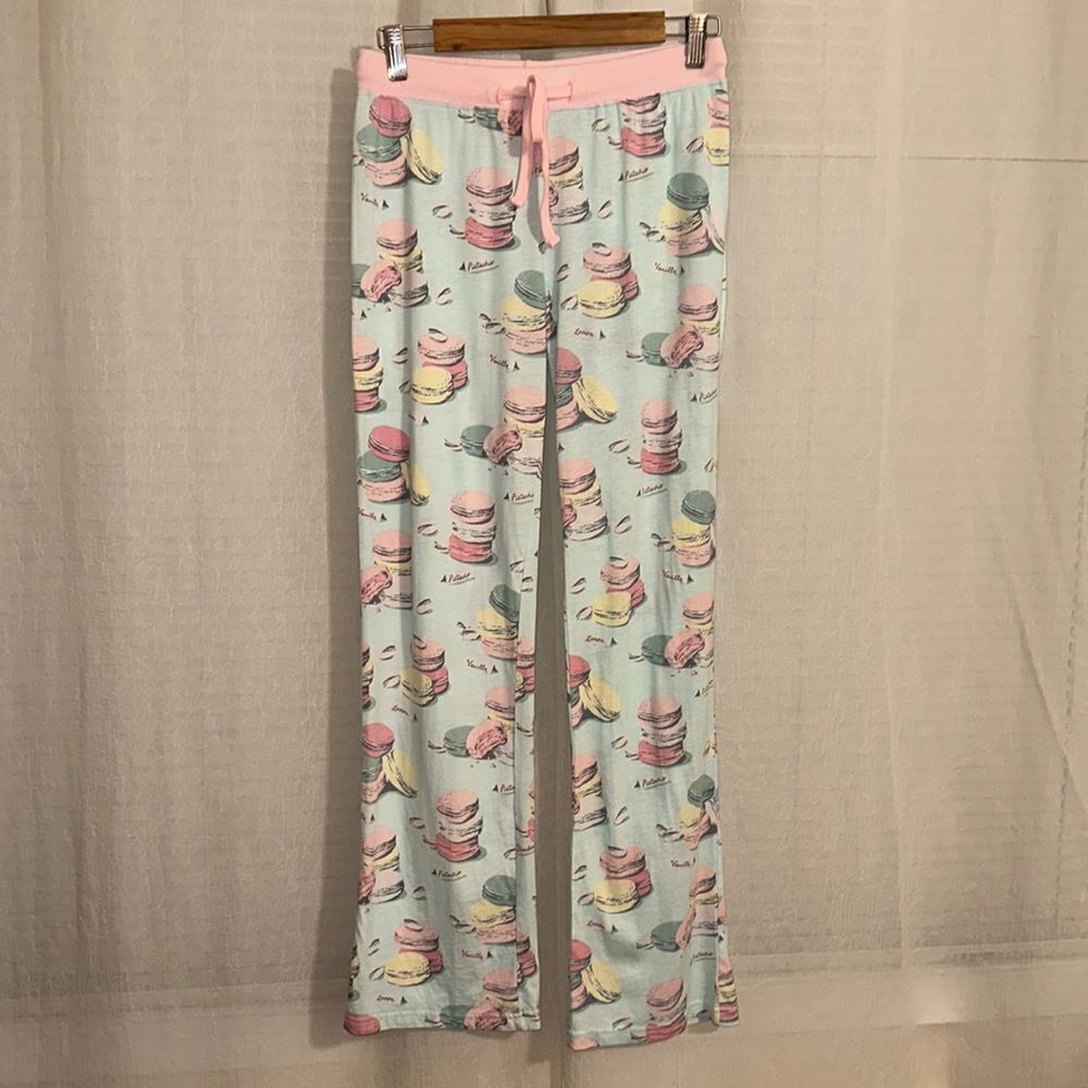 munki S Pastel Green Pink Yellow Gray Macaroons Print Pajama Bottom Pants